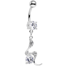 Load image into Gallery viewer, Clear Gem Coiled Wave Bling Dangle Belly Ring