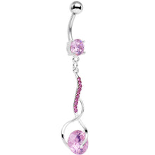 Load image into Gallery viewer, Pink Gem Teriyaki Twisted Strip Drop Dangle Belly Ring