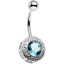 Load image into Gallery viewer, Aqua Gem Cute as a Button Lattice Frame Belly Ring