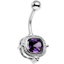 Load image into Gallery viewer, Purple Gem Fancy Furbish Frame Belly Ring