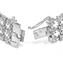 Load image into Gallery viewer, 18K White Gold 7 1/2 Cttw Diamond 3 Row Floral Link Bracelet (G-H Color, VS1-VS2 Clarity) - 7 " Inches