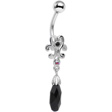 Load image into Gallery viewer, Aurora Black Gem Filigree Drop Dangle Belly Ring