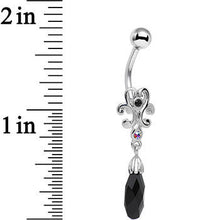 Load image into Gallery viewer, Aurora Black Gem Filigree Drop Dangle Belly Ring