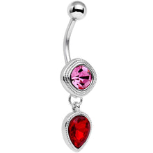 Load image into Gallery viewer, Pink Red CZ Gem Simpe Sass Dangle Belly Ring
