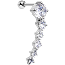 Load image into Gallery viewer, 18G 5/16 Clear Gem Cascading Curved Left Ear Cartilage Earring