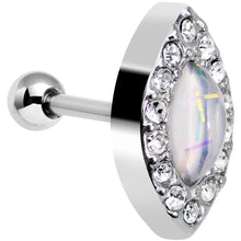 Load image into Gallery viewer, 16G 1/4 White Faux Opal Clear CZ Marquis Cartilage Earring