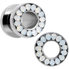 Load image into Gallery viewer, 2G White Faux Opal Screw Fit Tunnel Plug Set