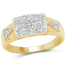 Load image into Gallery viewer, 14K Yellow Gold Plated 0.21 Carat Genuine White Diamond .925 Sterling Silver Ring