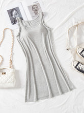 Load image into Gallery viewer, Classic Round Neck Wide Strap Mini Dress With Built-In Bra Comfortable Sleeveless Dress