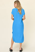 Load image into Gallery viewer, Double Take Full Size Round Neck Short Sleeve Slit Dress Stylish & Comfortable Casual Dress