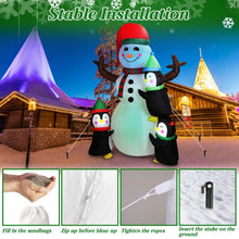 Load image into Gallery viewer, 5.9Ft Snowman and Penguin Blow Up Yard Decoration with LED Light Built-in Air Blower