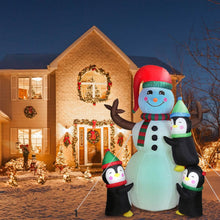 Load image into Gallery viewer, 5.9Ft Snowman and Penguin Blow Up Yard Decoration with LED Light Built-in Air Blower