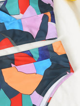 Load image into Gallery viewer, Geometric Colorful Bikini Sets Solid Color Ruffled Swimwear Bathing Suits 2 Piece Split Push Up Bandage Beachwear Women's Bikini Scoop Neck Straps Cutout Crop Top Lace Up Bottom Comfortable Beach Summer Swimsuit
