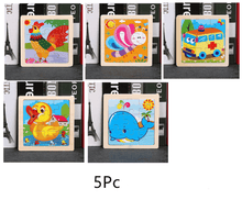 Load image into Gallery viewer, 10pcs Of Wood Puzzle Baby Young Children Early Lessons Learned Intelligence Cartoon Animal Puzzle Wooden Toys Education Puzzles