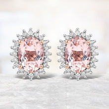 Load image into Gallery viewer, 1.61 Carat Genuine Morganite and White Diamond 14K Rose Gold Earrings