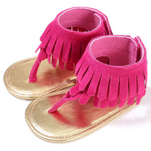 Load image into Gallery viewer, Baby Summer Newborn 0-18M Infant Baby Girls Children's Sandals Summer New Retro Tassel Flannel Baby Shoes Solid Non-slip