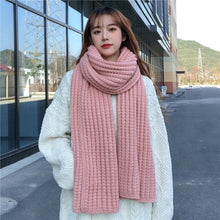 Load image into Gallery viewer, Winter Simple Soft Colorful Knitted Wool Scarf Solid Warm Scarves Lightweight Casual Couple Muffler Striped Elegant Hijab Cashmere Scarf Neck Scarf Christmas Gift For Women