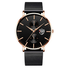 Load image into Gallery viewer, Black 3Bar Watch Men Women'S Watches Ladies Watch With Crystals Fashion Stainless Steel Band Comfortable Wristwatch