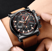 Load image into Gallery viewer, Men's Waterproof Modern Watch With Leather Belts, Stainless Steel Case Excellent Look Perfect Gift