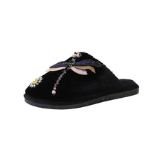 Load image into Gallery viewer, Winter Woman Warm Home Slippers Women Diamond Flip Flops Fur Slides Anti-slip Indoor Slippers Slip On Bedroom Shoes Memory Foam Wool Lining Indoor Ourdoor Non Skid Slippers