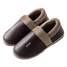 Load image into Gallery viewer, Waterproof Indoor Shoes Womans Mens Winter Home Slippers Faux Leather Warm Plush House Floor Slipper Anti-slip Footwear Women's Cozy Memory Foam Slippers With Warm Plush Fur Lining