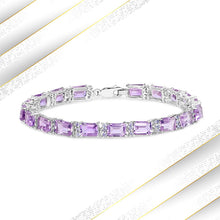 Load image into Gallery viewer, 19.19 Carat Genuine Amethyst and Tanzanite .925 Sterling Silver Bracelet