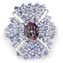 Load image into Gallery viewer, 2.86 Carat Genuine Mystic Topaz and Tanzanite .925 Sterling Silver Ring