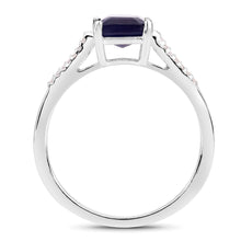 Load image into Gallery viewer, 3.07 Carat Glass Filled Sapphire and White Zircon .925 Sterling Silver Ring