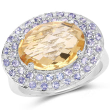 Load image into Gallery viewer, 5.78 Carat Genuine Citrine and Tanzanite .925 Sterling Silver Ring