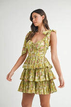 Load image into Gallery viewer, Floral Print Shoulder Tie Layered Mini Dress For Women β Fresh Floral Design, Fluttering Adjustable Shoulder Tie, Layered Mini Dress, Trendy Summer Outfit