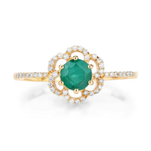 Load image into Gallery viewer, 0.55 Carat Genuine Zambian Emerald and White Diamond 14K Yellow Gold Ring