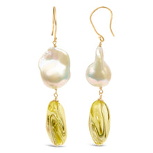 Load image into Gallery viewer, 14K Yellow Gold Citrine and Baroque Pearl Drop and Dangle Earrings 1 3/4 Inch Dangle