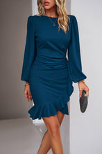 Load image into Gallery viewer, Elegant Black Ruffled Balloon Sleeve Mini Dress Luxury & Playful Statement Piece Simple Dress