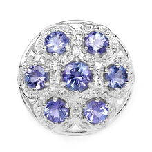 Load image into Gallery viewer, 2.00 Carat Genuine Tanzanite and White Zircon .925 Sterling Silver Ring