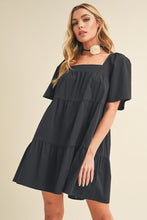 Load image into Gallery viewer, Square Neck Half Sleeve Tiered Summer Dress For Women–Elegant & Flattering with Ruched Detail & Chic Tiered Design