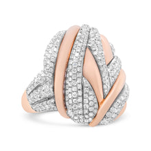 Load image into Gallery viewer, 18K Rose and White Gold 1 7/8 Cttw Diamond and Gold Textured Dome Cocktail Ring (F-G Color, VS1-VS2 Clarity) - Size 6.5