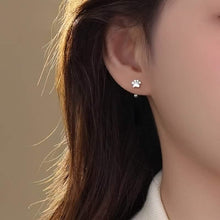 Load image into Gallery viewer, Sterling Silver Cat Paw Earrings – Screw-Back Studs, Elegant & Simple