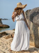 Load image into Gallery viewer, White V-Neck Tie Shoulder Maxi Dress Effortless & Flowy Summer Essential Long Girls Dress