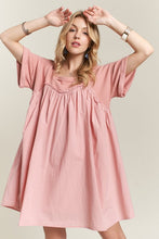 Load image into Gallery viewer, Round Neck Half Sleeve Babydoll Dress – Charming and Feminine Babydoll Dress with Round Neck and Half Sleeves for Casual and Semi-Formal Occasions