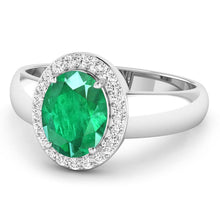 Load image into Gallery viewer, 1.87 Carat Genuine Zambian Emerald and White Diamond 14K White Gold Ring