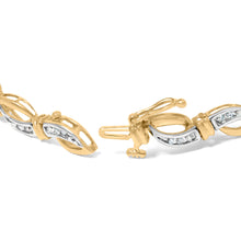 Load image into Gallery viewer, 10K Yellow and White Gold 1/2 Cttw Channel Set Diamond Infinity Link 7" Tennis Bracelet (H-I Color, I1-I2 Clarity)