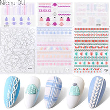 Load image into Gallery viewer, 5D Sweater Nail Sticker Acrylic Engraved Winter Charm Designs Beauty Cloth Christmas Patterns Nails Art Decoration Tools Nail Art Stickers Decor Tip Transfer Nail Decals Sticker For Pretty Girl Self-Adhesive Nail Decals Designer Nail Stickers