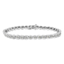 Load image into Gallery viewer, .925 Sterling Silver 1.0 cttw Miracle Set Diamond Spiraling Bezel Link Bracelet(I-J Color, I3 Clarity) -7.25"