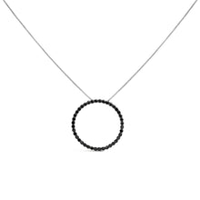 Load image into Gallery viewer, .925 Sterling Silver 4.0 Cttw Black Diamond Open Hoop Circle 18" Pendant Necklace (Black Color, I2-I3 Clarity)