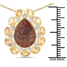 Load image into Gallery viewer, 14K Yellow Gold Plated 5.14 Carat Genuine Red Droozi and Citrine .925 Sterling Silver Pendant