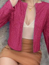 Load image into Gallery viewer, Elegant Women Full-Size Sequin Open Front Cropped Jacket With Glamorous Sparkle Luxury Women Party Jacket