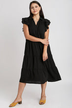 Load image into Gallery viewer, Black Full Size Ruffle Cap Sleeve Dress Plus Size Elegance Women Luxury Dress