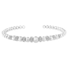 Load image into Gallery viewer, .925 Sterling Silver 1/4 Cttw Diamond Rondelle Graduated Ball Bead Cuff Bangle Bracelet (I-J color, I2-I3 clarity) - Fits wrists up to 7 1/2 inches
