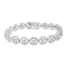 Load image into Gallery viewer, .925 Sterling Silver 1.0 Cttw Diamond Nested Circle Miracle Set Open Wheel 7" Fashion Link Bracelet (I-J Color, I3 Clarity)