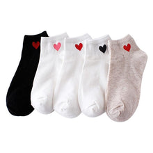 Load image into Gallery viewer, 5pairs Women Short Socks Red Heart Cute College Fresh Female Socks Soft Cotton Summer Autumn Sock for Girls